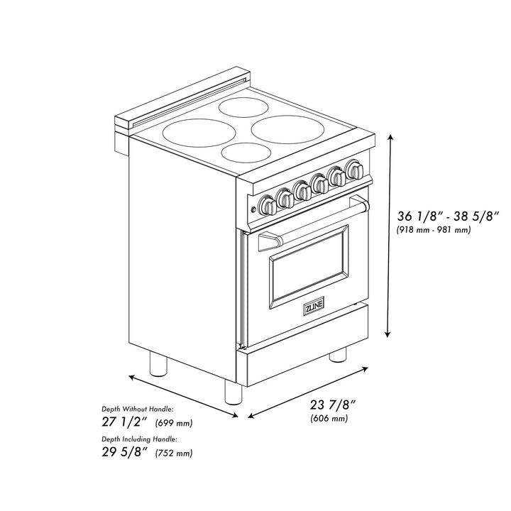 ZLINE 24" 2.8 cu. ft. Induction Range with a 4 Element Stove and Electric Oven in Stainless Steel, RAIND-24