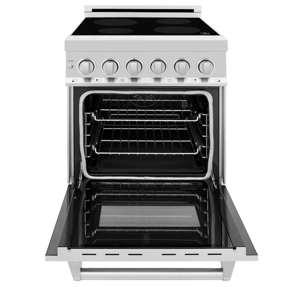 ZLINE 24 in. 2.8 cu. ft. Legacy Induction Range with 4 Element Cooktop and Electric Convection Oven in Stainless Steel, Open Box-Excellent Condition