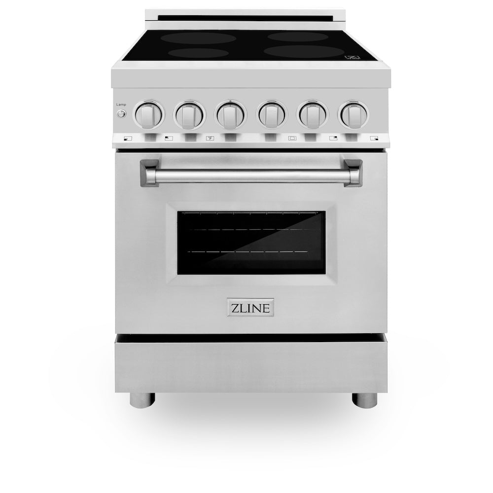 ZLINE 24 in. 2.8 cu. ft. Legacy Induction Range with 4 Element Cooktop and Electric Convection Oven in Stainless Steel, Open Box-Excellent Condition