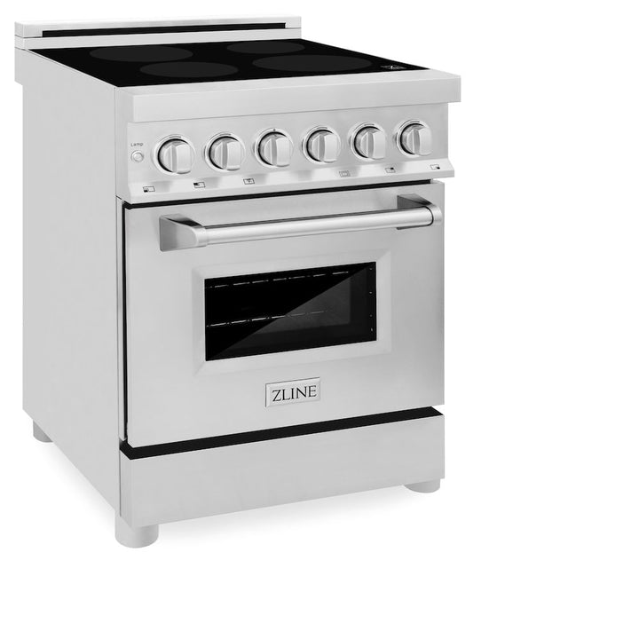 ZLINE 24 in. 2.8 cu. ft. Legacy Induction Range with 4 Element Cooktop and Electric Convection Oven in Stainless Steel, Open Box-Excellent Condition
