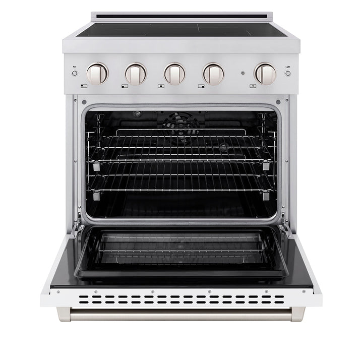 ZLINE 30 in. 4.2 cu. ft. Paramount Induction Range with 4 Element Cooktop and Electric Convection Oven in Stainless Steel with White Matte Door (SINR-WM-30)