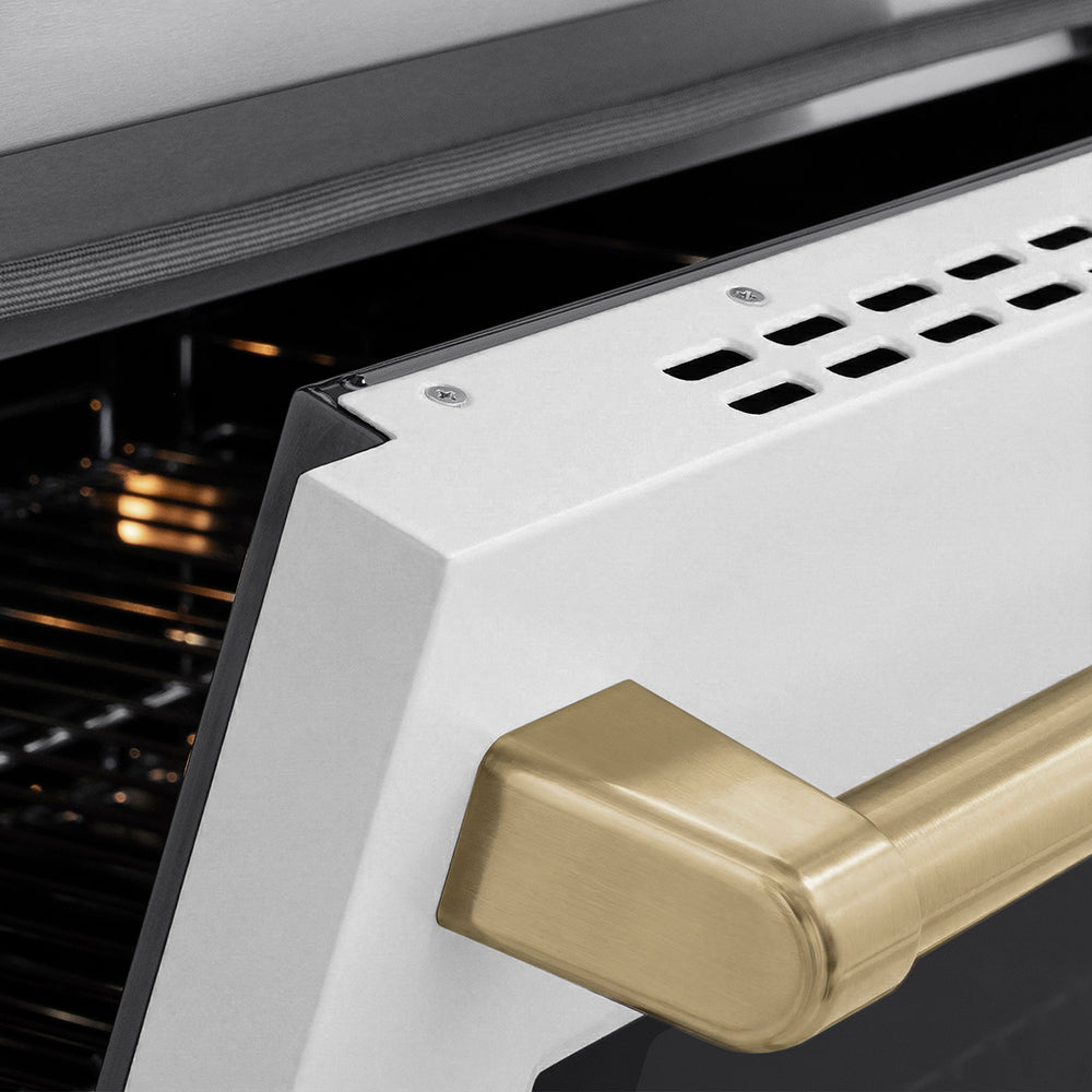 ZLINE Autograph Edition 24 in. 3.2 cu. ft. Paramount Induction Range with 3 Element Cooktop and Electric Convection Oven in Stainless Steel with White Matte Door and Champagne Bronze Accents (SINRZ-WM-24-CB)