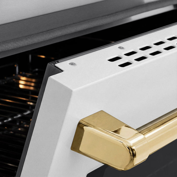 ZLINE Autograph Edition 24 in. 3.2 cu. ft. Paramount Induction Range with 3 Element Cooktop and Electric Convection Oven in Stainless Steel with White Matte Door and Polished Gold Accents (SINRZ-WM-24-G)