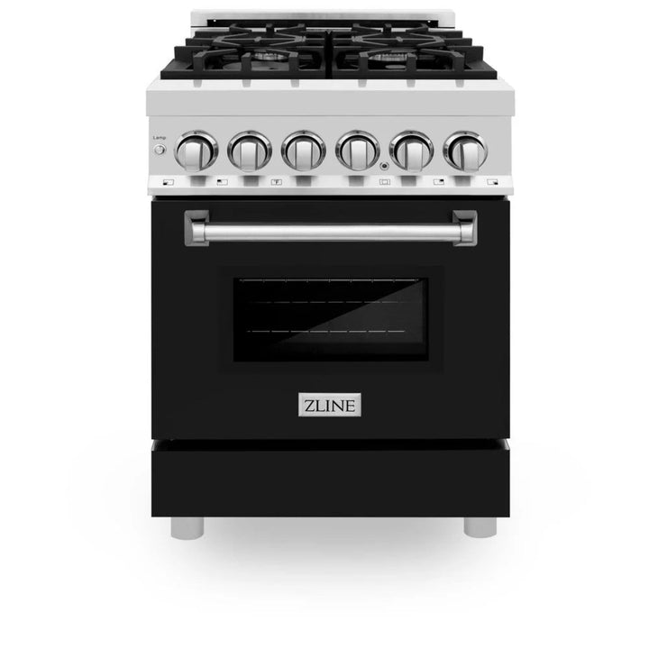 ZLINE Legacy Dual Fuel Range with Black Matte Door – Available in 24", 30", 36", and 48" Sizes