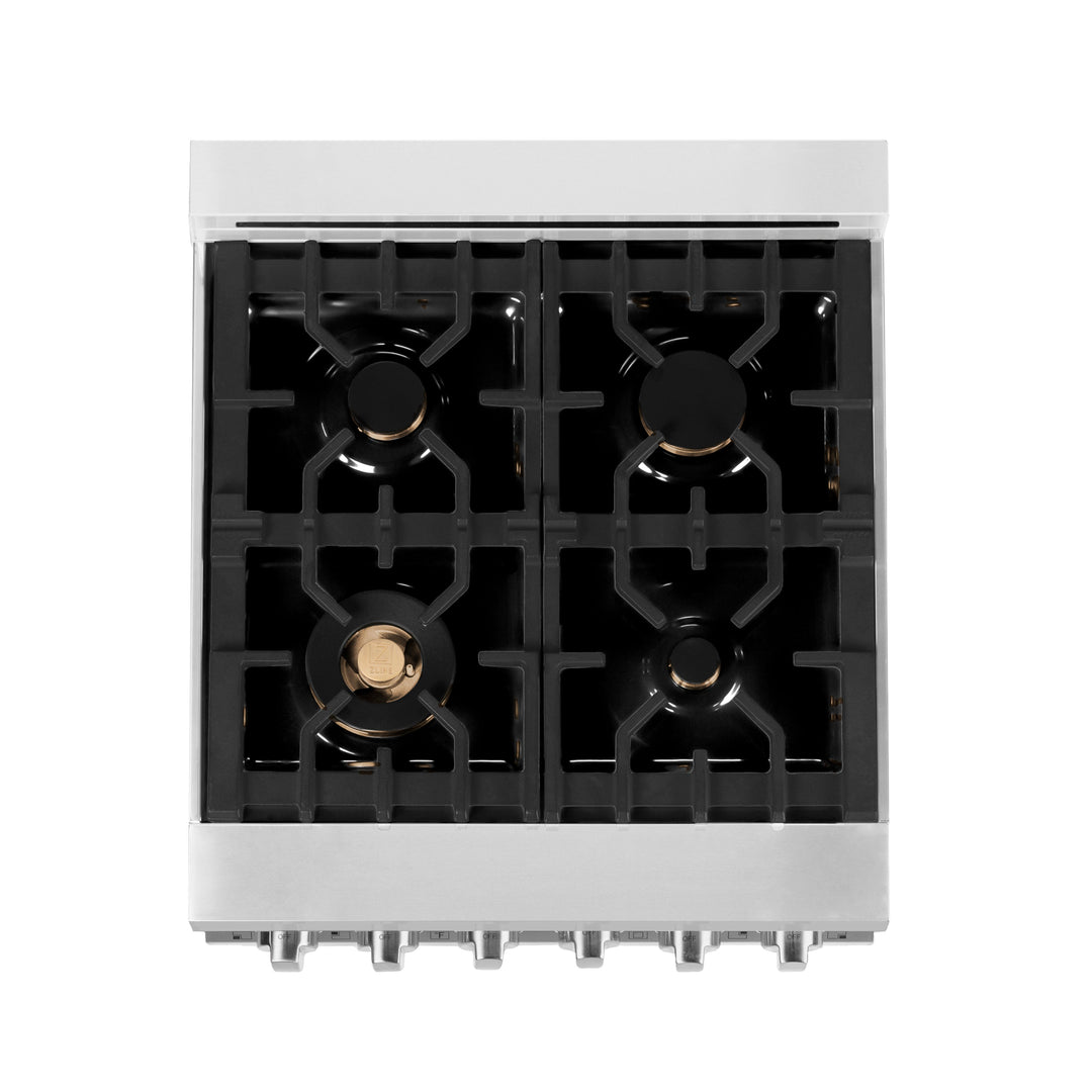 ZLINE 24 in. 2.8 cu. ft. Legacy Dual Fuel Range with 4 Burner Gas Cooktop and Electric Convection Oven (RA-BR-GR-24)