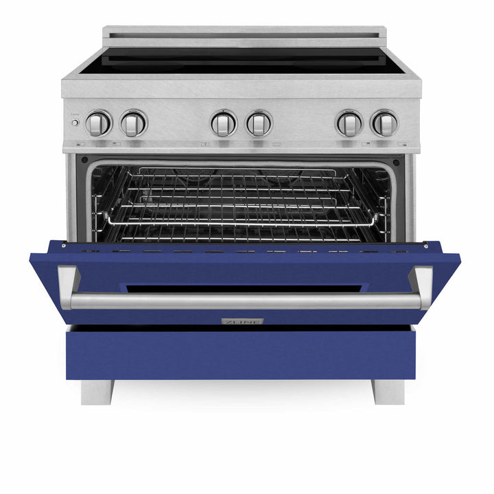 ZLINE 36" 4 Element Stove &amp; Oven In Blue Matte Induction Range