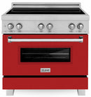 ZLINE 36" 4 Element Stove &amp; Oven In Red Matte Induction Range