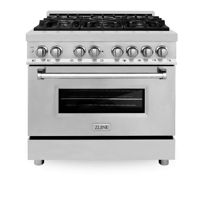 ZLINE 36 in. 4.6 cu. ft. Legacy Dual Fuel Range with 6 Burner Gas Cooktop and Electric Convection Oven in Stainless Steel (RA36)