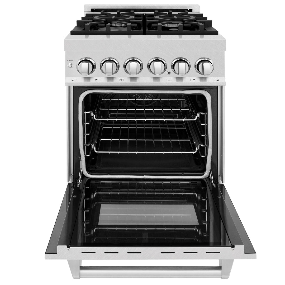 ZLINE 24 in. 2.8 cu. ft. Legacy Dual Fuel Range with 4 Burner Gas Cooktop and Electric Convection Oven in Satin Stainless Steel with Griddle (RAS-SN-GR-24)