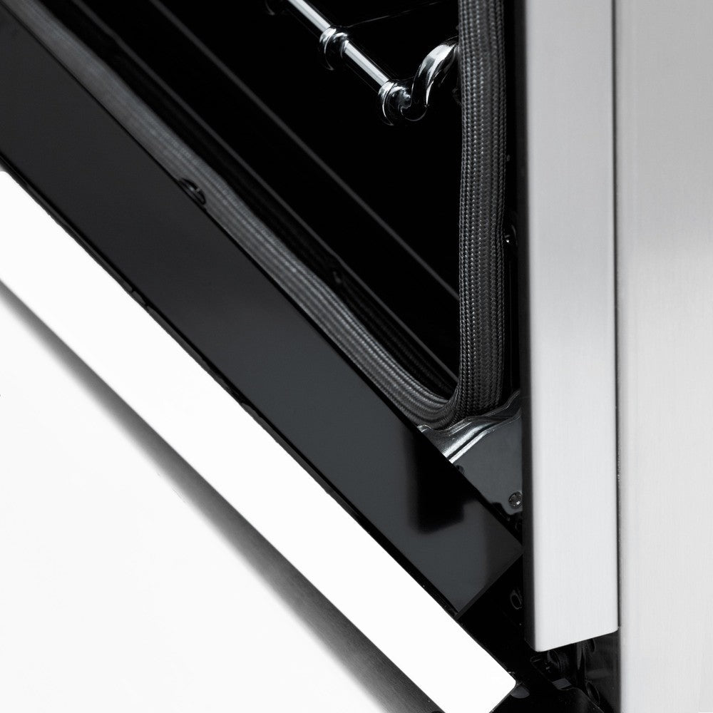 ZLINE 36 in. Kitchen Package with Satin Stainless Steel Dual Fuel Range with White Matte Door and Convertible Vent Range Hood (2KP-RASWMRH36)