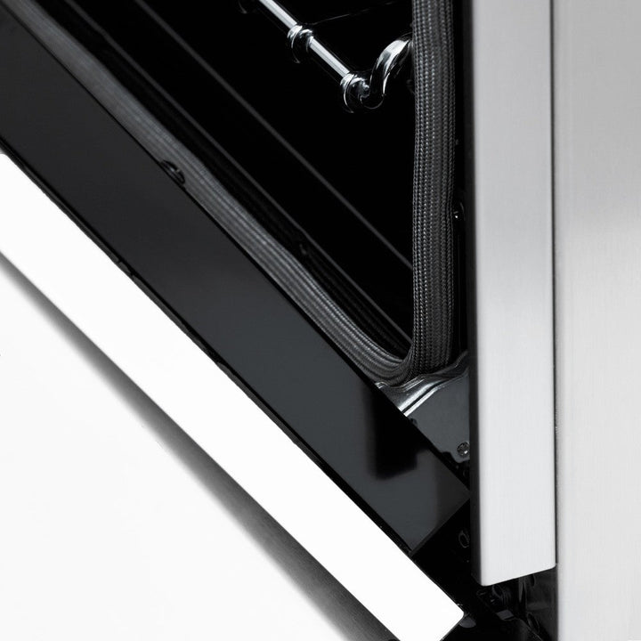 ZLINE 36 in. Kitchen Package with Satin Stainless Steel Dual Fuel Range with White Matte Door and Convertible Vent Range Hood (2KP-RASWMRH36)