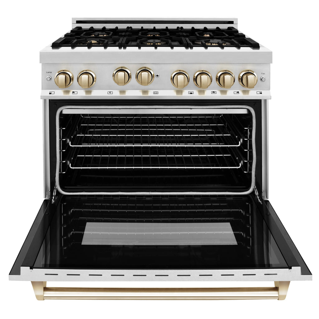 ZLINE 36" 4 Pcs Stainless Range, Range Hood, Dishwasher &amp; Refrigerator