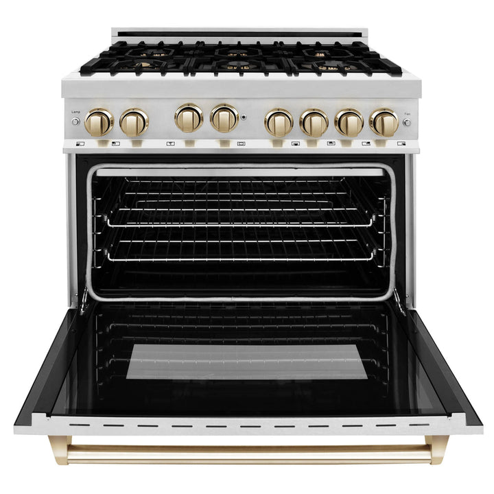 ZLINE 36" 4 Pcs Stainless Range, Range Hood, Dishwasher &amp; Refrigerator