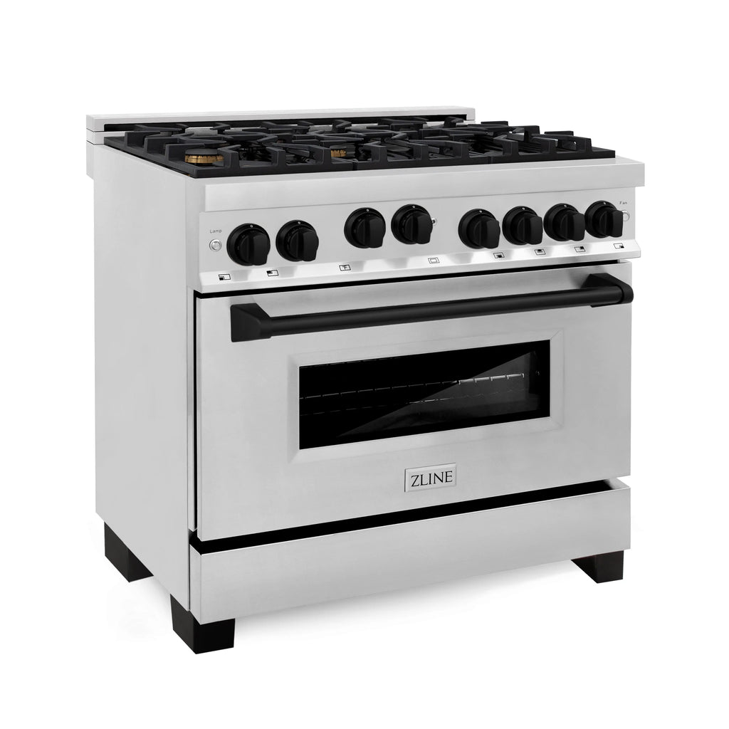 ZLINE 36" 3 Piece Stainless Fuel Range w/ Range Hood &amp; Dishwasher