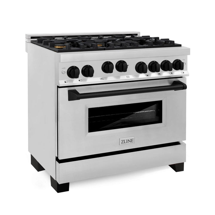 ZLINE 36" 3 Piece Stainless Fuel Range w/ Range Hood &amp; Dishwasher