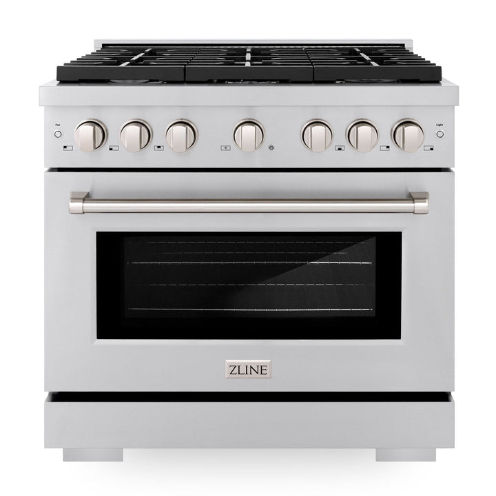 ZLINE 36" 5.2 cu. ft. Paramount Dual Fuel Range with 6 Burners in Stainless Steel, SDR36