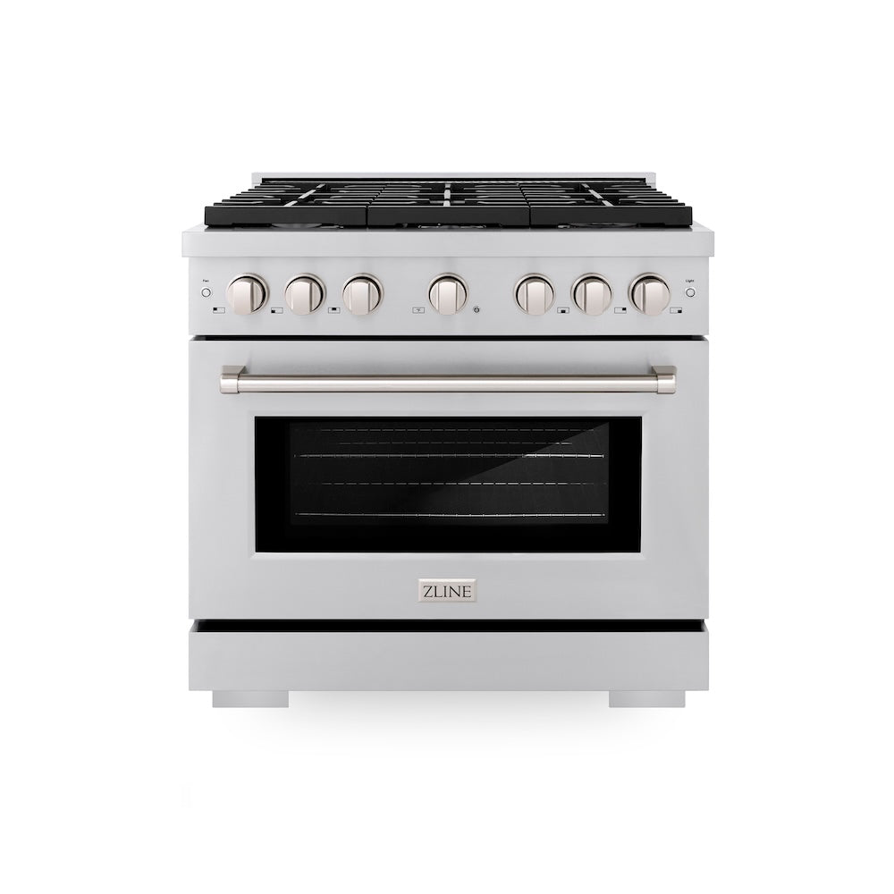 ZLINE 36 in. 5.2 cu. ft. Paramount Dual Fuel Range with 6 Burner Gas Cooktop and Electric Convection Oven in Stainless Steel, Open Box-Excellent Condition