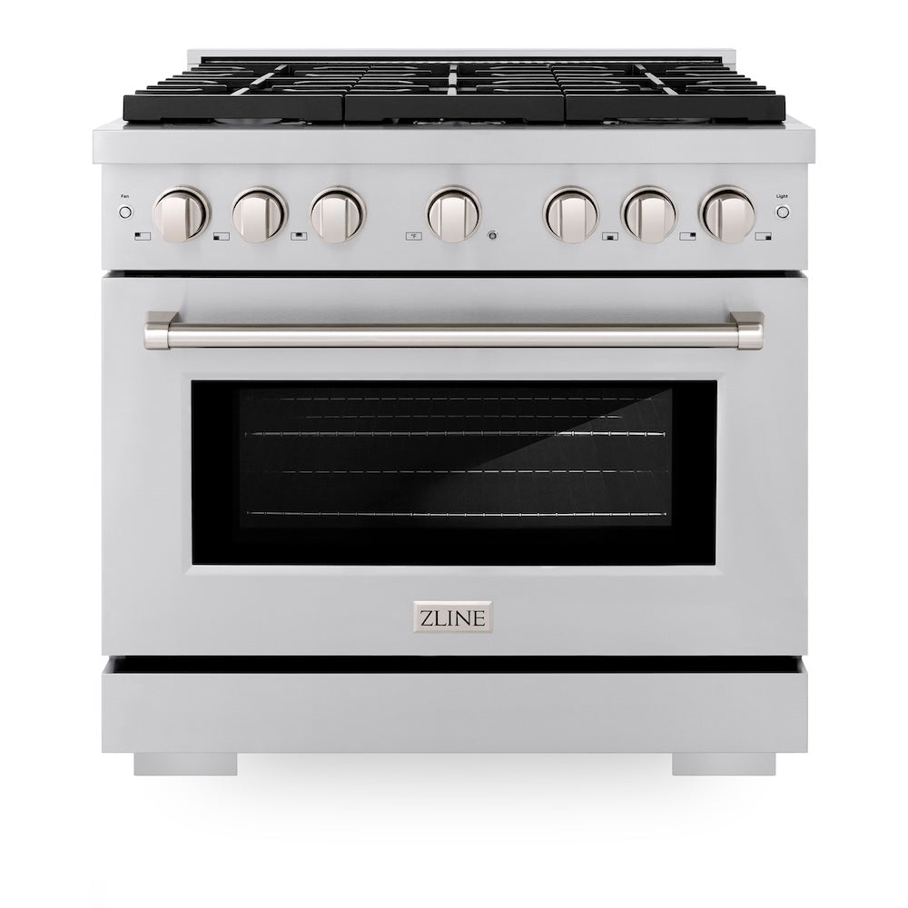 ZLINE 36 in. 5.2 cu. ft. Paramount Dual Fuel Range with 6 Burner Gas Cooktop and Electric Convection Oven in Stainless Steel, Open Box-Excellent Condition