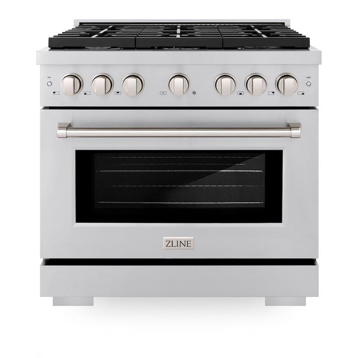 ZLINE 36 in. 5.2 cu. ft. Paramount Dual Fuel Range with 6 Burner Gas Cooktop and Electric Convection Oven in Stainless Steel, Open Box-Excellent Condition