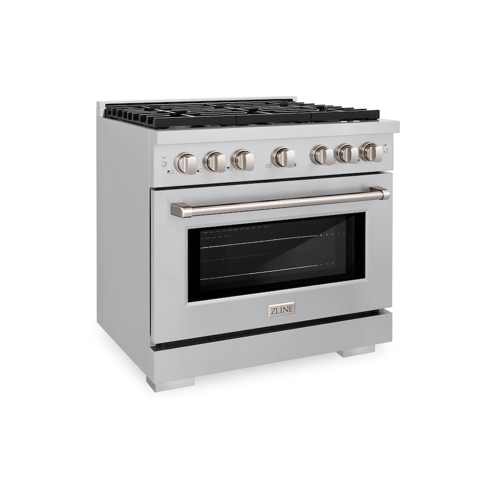 ZLINE 36 in. 5.2 cu. ft. Paramount Dual Fuel Range with 6 Burner Gas Cooktop and Electric Convection Oven in Stainless Steel, Open Box-Excellent Condition