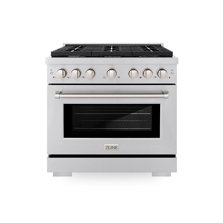 ZLINE 36 in. 5.2 cu. ft. Paramount Gas Range with 6 Burner Cooktop and Convection Gas Oven in Stainless Steel, Open Box-Excellent Condition