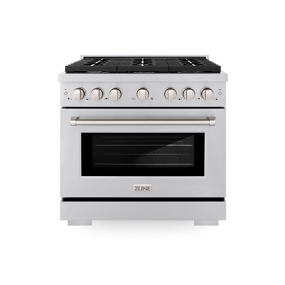 ZLINE 36 in. 5.2 cu. ft. Paramount Gas Range with 6 Burner Cooktop and Convection Gas Oven in Stainless Steel, Open Box-Good Condition