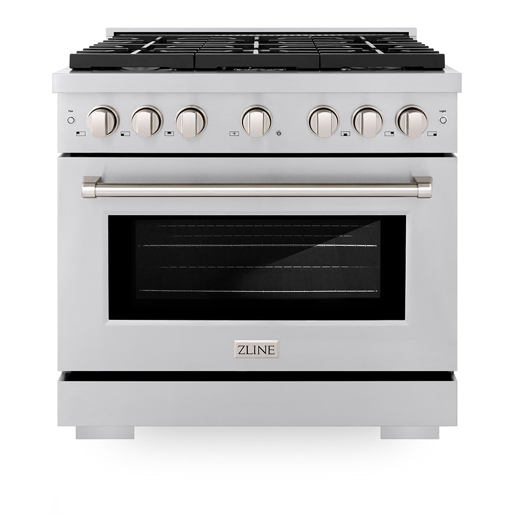 ZLINE 36 in. 5.2 cu. ft. Paramount Gas Range with 6 Burner Cooktop and Convection Gas Oven in Stainless Steel, Open Box-Good Condition