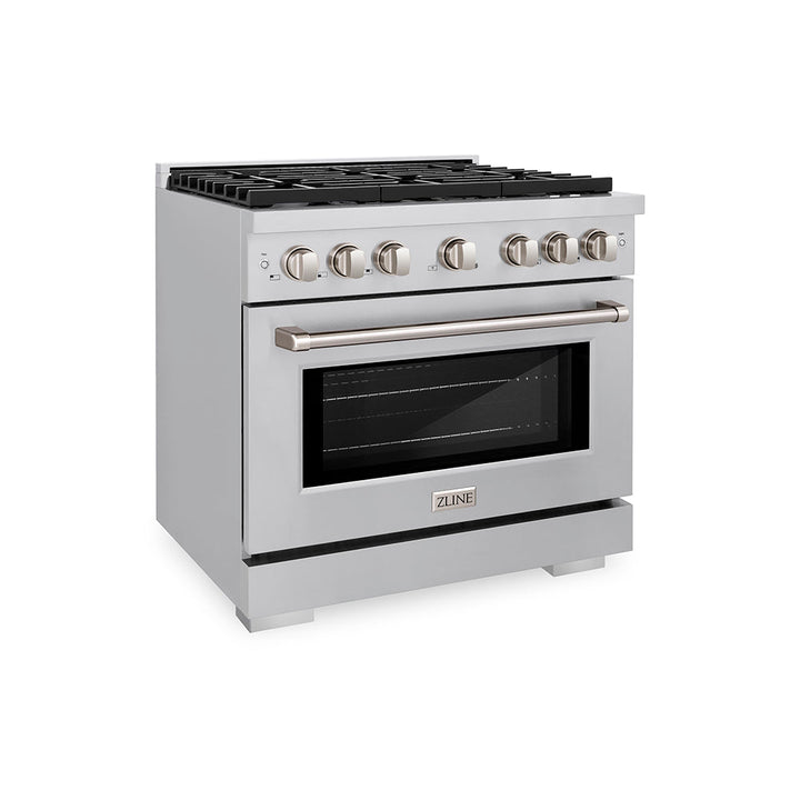 ZLINE 36 in. 5.2 cu. ft. Paramount Gas Range with 6 Burner Cooktop and Convection Gas Oven in Stainless Steel, Open Box-Good Condition