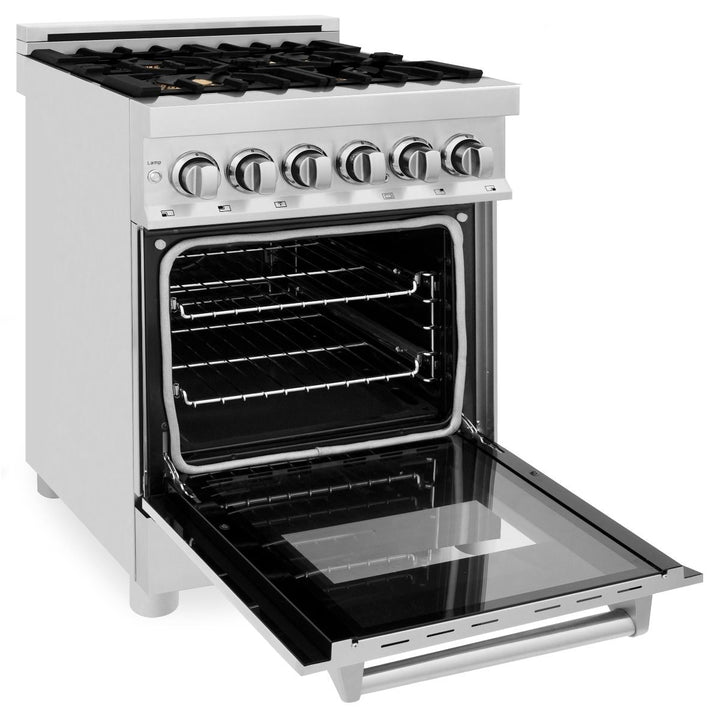 ZLINE 24 in. Professional Gas Burner/Electric Oven Stainless Steel Range with Brass Burners, RA-BR-24