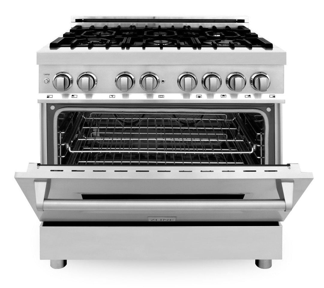 ZLINE Kitchen and Bath 36 in. Professional Gas Burner/Electric Oven Stainless Steel Range, RA36