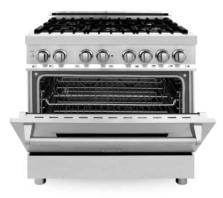 ZLINE Kitchen and Bath 36 in. Professional Gas Burner/Electric Oven Stainless Steel Range, RA36