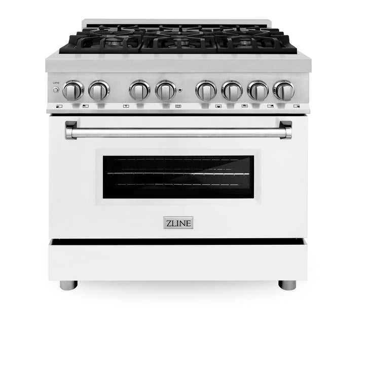 ZLINE 36 in. Professional Gas Burner/Electric Oven Stainless Steel Range with White Matte Door, RA-WM-36