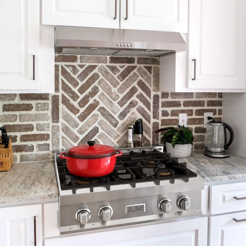 ZLINE 30 in. Legacy Gas Rangetop with 4 Brass Burners and Porcelain Cooktop in Stainless Steel (RT-BR-30)