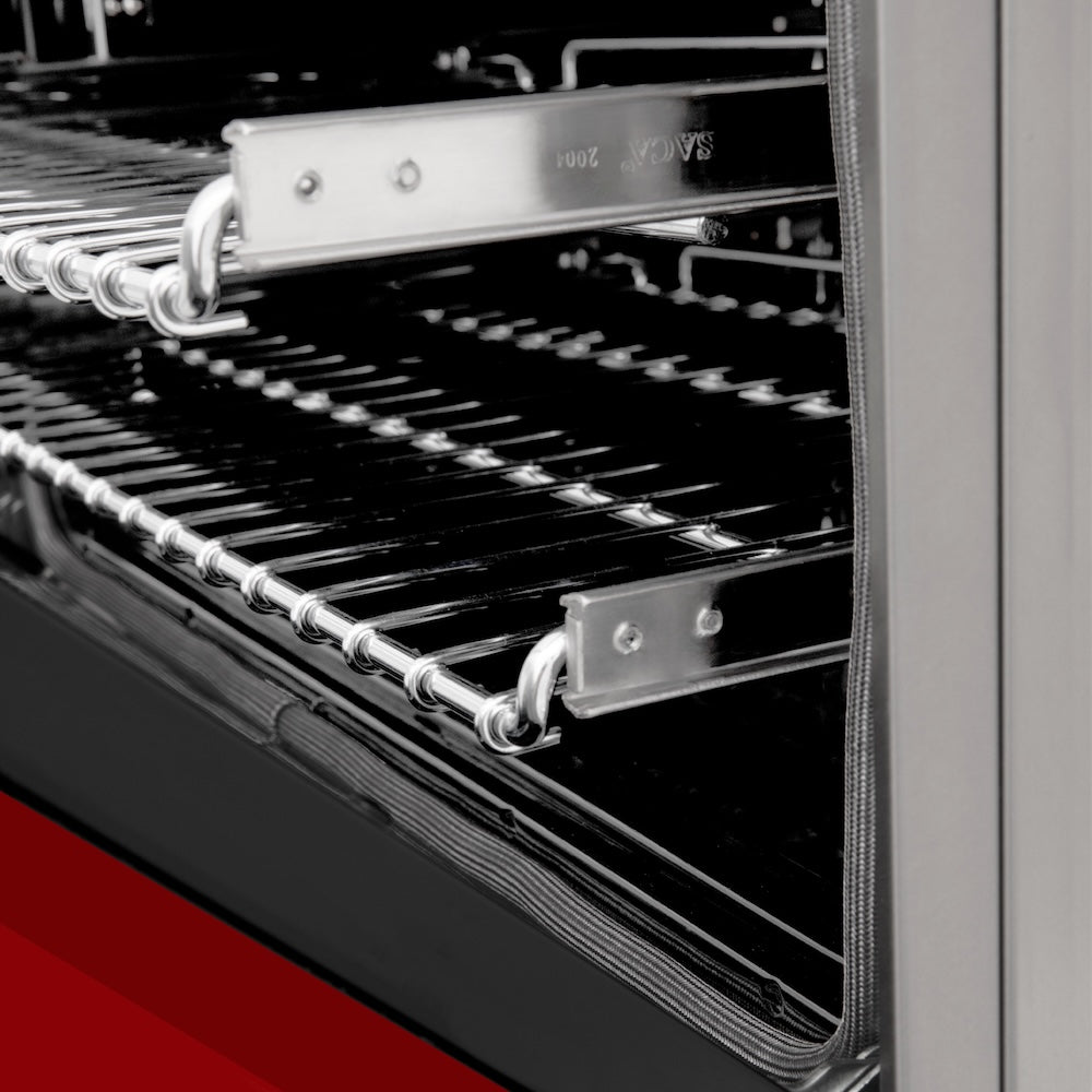 ZLINE 36 in. 4.6 cu. ft. Legacy Induction Range with 5 Element Cooktop and Electric Oven in Stainless Steel and Red Gloss Door, Open Box-Excellent Condition