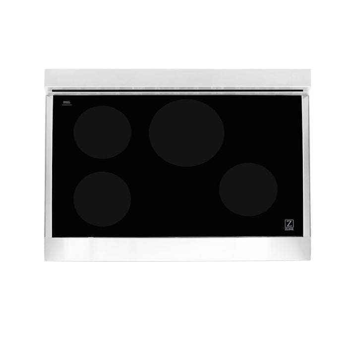 ZLINE 36 in. 4.6 cu. ft. Legacy Induction Range with 5 Element Cooktop and Electric Oven in Stainless Steel and Red Gloss Door, Open Box-Excellent Condition