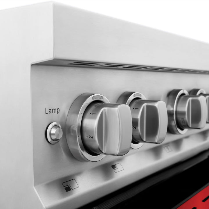 ZLINE 30 in. 4.0 cu. ft. Legacy Induction Range with 4 Element Cooktop and Electric Oven in Stainless Steel and Red Matte Door, Open Box-Excellent Condition