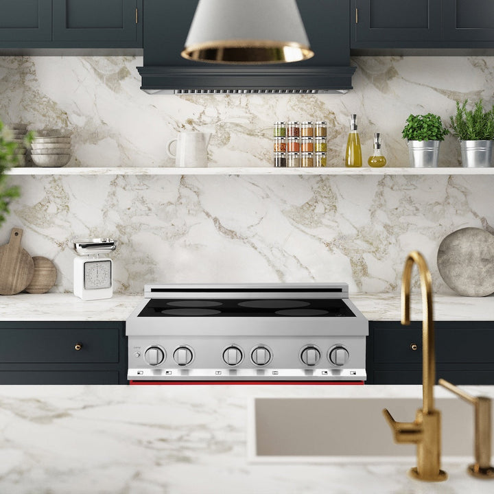 ZLINE 30 in. 4.0 cu. ft. Legacy Induction Range with 4 Element Cooktop and Electric Oven in Stainless Steel and Red Matte Door, Open Box-Excellent Condition