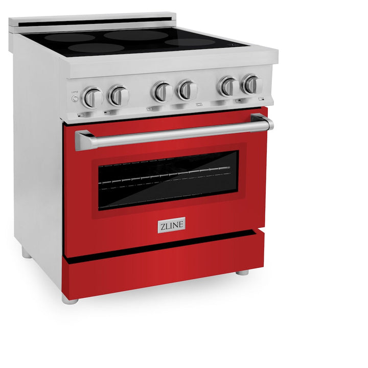 ZLINE 30 in. 4.0 cu. ft. Legacy Induction Range with 4 Element Cooktop and Electric Oven in Stainless Steel and Red Matte Door, Open Box-Excellent Condition