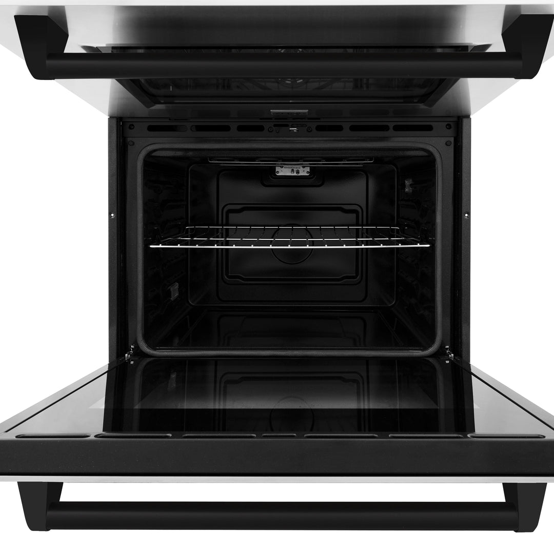 ZLINE 30" Autograph Double Wall Oven with Air Fry and Self-Clean in Stainless Steel and Black Matte Handle, WADZ-30-MB