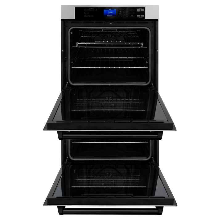 ZLINE 30" Autograph Double Wall Oven with Air Fry and Self-Clean in Stainless Steel and Black Matte Handle, WADZ-30-MB