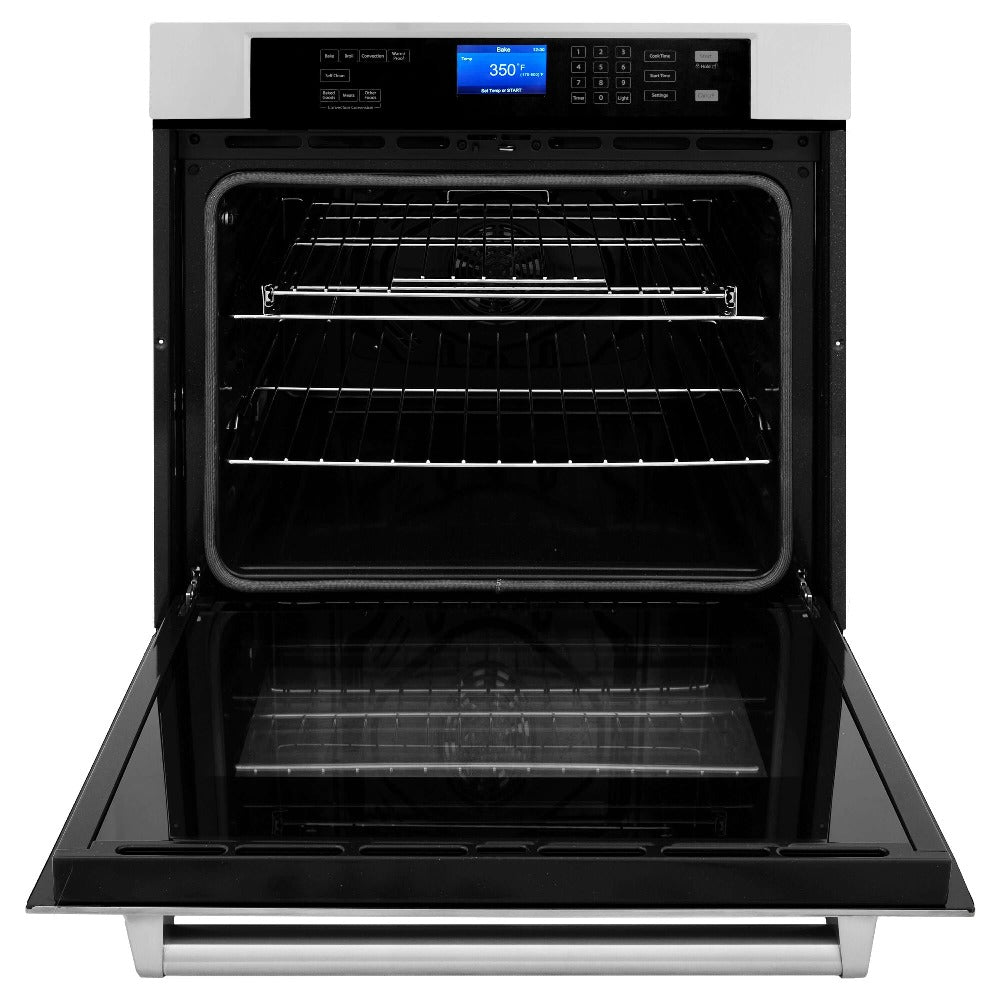 ZLINE Kitchen Package with Refrigerator, 30 in. Stainless Steel Rangetop, 30 in. Range Hood, 30 in. Single Wall Oven and 24 in. Tall Tub Dishwasher (5KPR-RTRH30-AWSDWV)