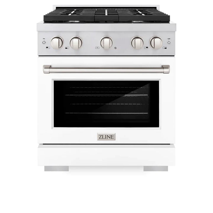 ZLINE Paramount 30" 4.2 cu. ft. Gas Range with Convection Oven in Stainless Steel with White Matte Door, SGR-WM-30