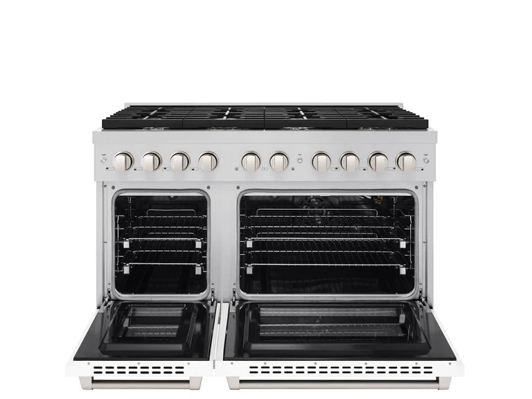 ZLINE Paramount 48" 6.7 cu. ft. Gas Range with Convection Oven in Stainless Steel with White Matte Doors, SGR-WM-48