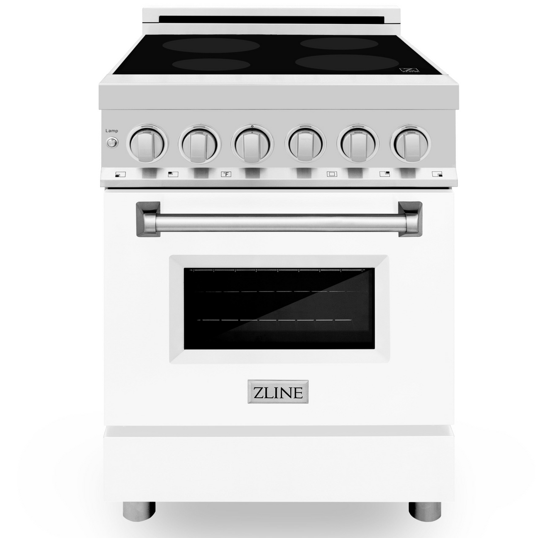 ZLINE 24" 2.8 cu. ft. Induction Range with a 4 Element Stove and Electric Oven in White Matte, RAIND-WM-24