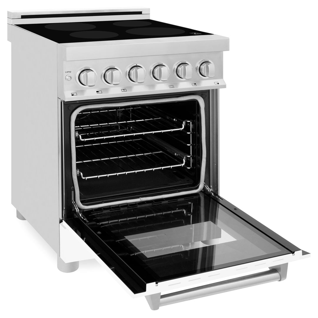 ZLINE 24" 2.8 cu. ft. Induction Range with a 4 Element Stove and Electric Oven in White Matte, RAIND-WM-24