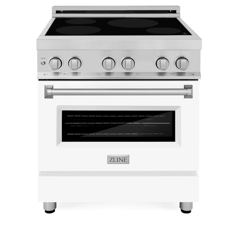 ZLINE 30 in. 4.0 cu. ft. Legacy Induction Range with 4 Element Cooktop and Electric Oven in Stainless Steel and White Matte Door, Open Box-Excellent Condition