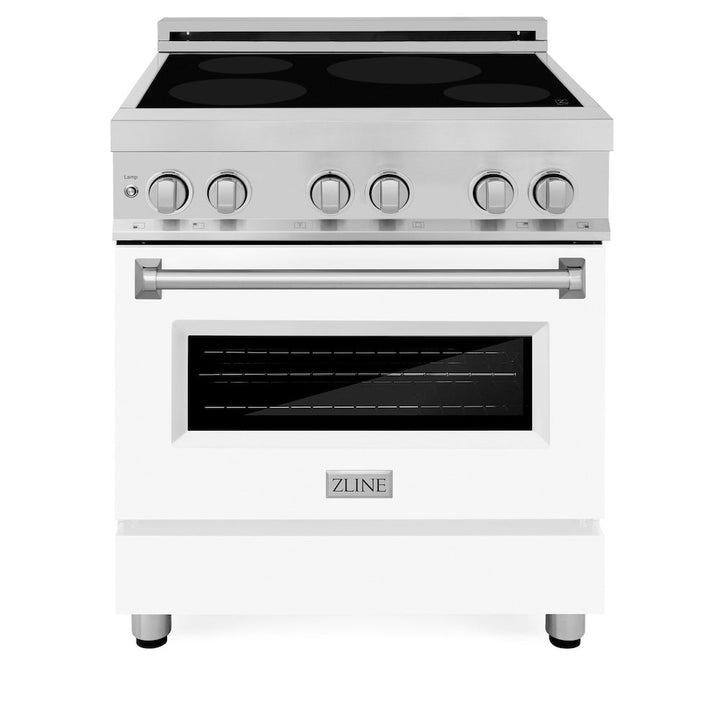 ZLINE 30 in. 4.0 cu. ft. Legacy Induction Range with 4 Element Cooktop and Electric Oven in Stainless Steel and White Matte Door, Open Box-Excellent Condition