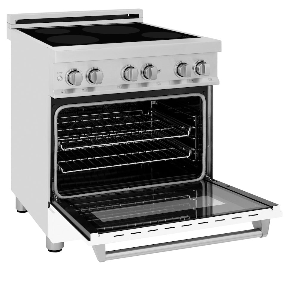 ZLINE 30 in. 4.0 cu. ft. Legacy Induction Range with 4 Element Cooktop and Electric Oven in Stainless Steel and White Matte Door, Open Box-Excellent Condition