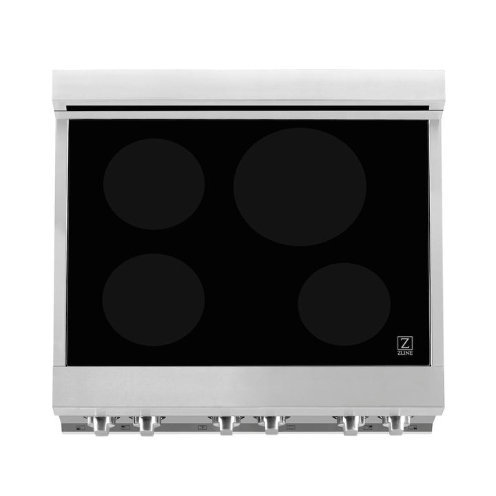 ZLINE 30 in. 4.0 cu. ft. Legacy Induction Range with 4 Element Cooktop and Electric Oven in Stainless Steel and White Matte Door, Open Box-Excellent Condition