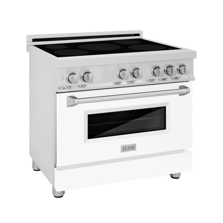 ZLINE 36 in. 4.6 cu. ft. Legacy Induction Range with 5 Element Cooktop and Electric Oven in Stainless Steel and White Matte Door, Open Box-Excellent Condition